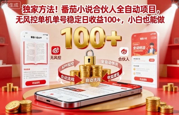独家方法！番茄小说合伙人全自动挂G项目，无风控单机单号稳定日收益100+，小白也能做【揭秘】-邪修侠 - 演示