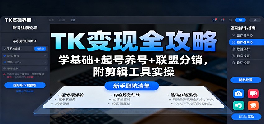 TK变现全攻略:学基础+起号养号+联盟分销,附剪辑工具实操-邪修侠 - 演示