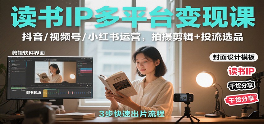 读书IP多平台变现课：抖音/视频号/小红书运营，拍摄剪辑+投流选品-邪修侠 - 演示