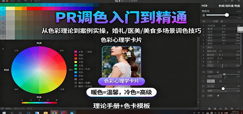 PR调色入门到精通：从色彩理论到案例实操，婚礼/医美/美食多场景调色技巧-邪修侠