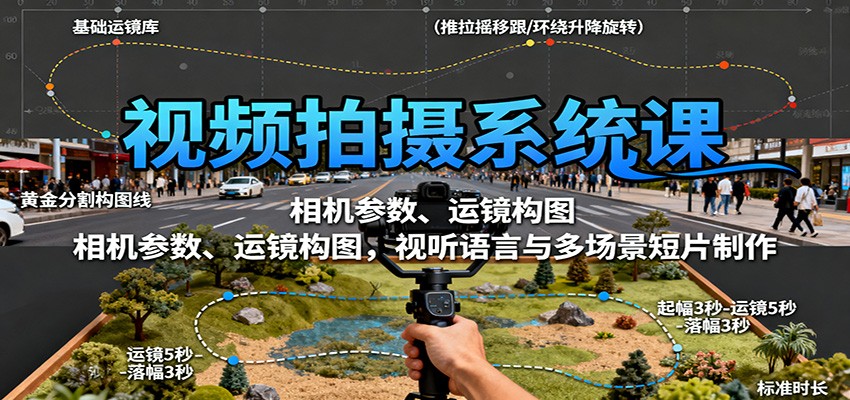 视频拍摄系统课：相机参数、运镜构图，视听语言与多场景短片制作-邪修侠