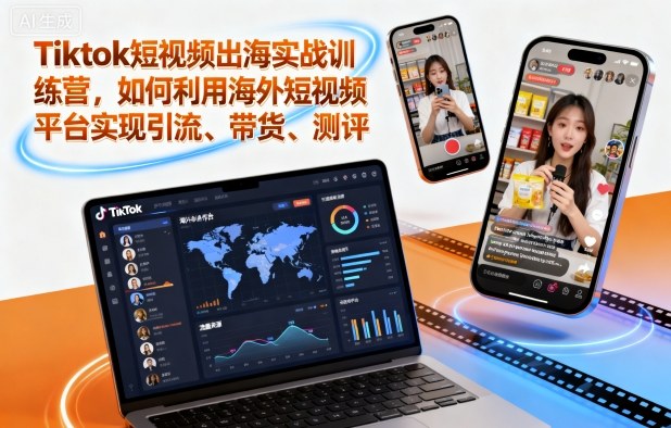 Tiktok短视频出海实战训练营，如何利用海外短视频平台实现引流、带货、测评-网亿资源平台