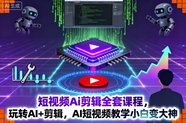短视频Ai剪辑全套课程，玩转AI+剪辑，AI短视频教学小白变大神-网亿资源平台