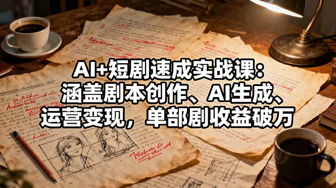 AI+短剧速成实战课:涵盖剧本创作、AI生成、运营变现,单部剧收益破万-邪修侠