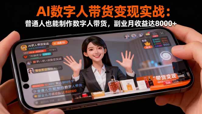（16377期）AI数字人带货变现实战：普通人也能制作数字人带货，副业月收益达8000+-网亿资源平台