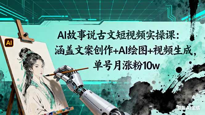 （16369期）AI故事说古文短视频实操课：涵盖文案创作+AI绘图+视频生成，单号月涨粉10w-网亿资源平台
