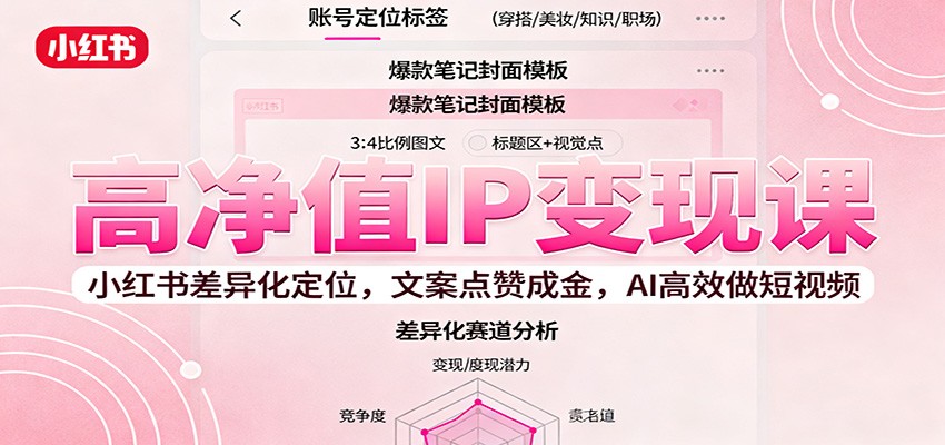 高净值IP变现课：小红书差异化定位，文案点赞成金， AI高效做短视频-邪修侠