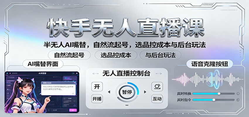 快手无人直播课:半无人AI嘴替,自然流起号,选品控成本与后台玩法-邪修侠