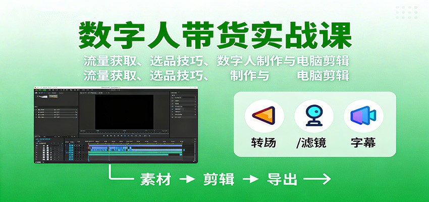 数字人变现实战课：流量获取、选品技巧、数字人制作与电脑剪辑-邪修侠 - 演示