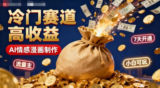 公众号冷门赛道，用AI做情感漫画，7天开通流量主，操作简单，小白可玩-网亿资源平台