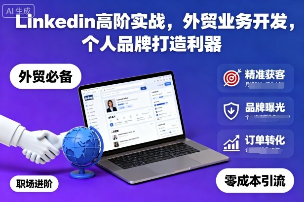 Linkedin高阶实战，外贸业务开发，个人品牌打造利器-网亿资源平台