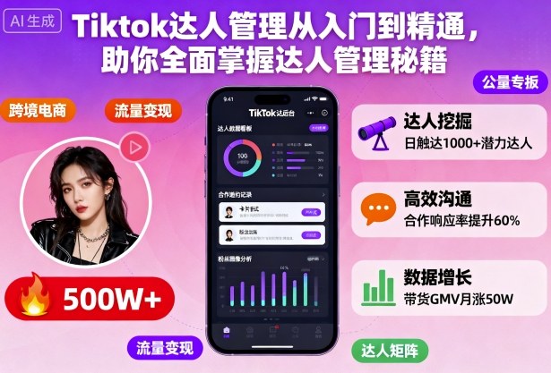 Tiktok达人管理从入门到精通，助你全面掌握达人管理秘籍-网亿资源平台