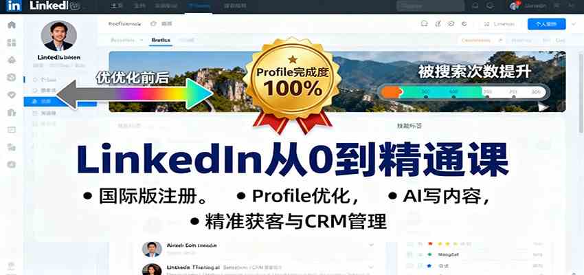 LinkedIn从0到精通课：国际版注册，Profile优化，AI写内容，精准获客与CRM管理-网亿资源平台