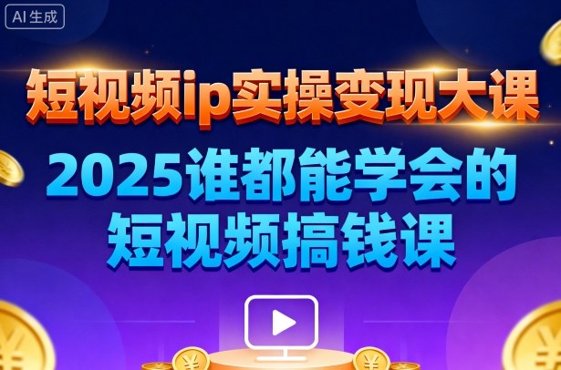 短视频ip实操变现大课，7月26-27日广州站线下课，2025谁都能学会的短视频搞钱课-网亿资源平台
