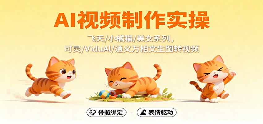 AI视频制作实操，飞天/小橘猫/美女系列，可灵/ViduAl/通义万相文生图转视频-邪修侠 - 演示