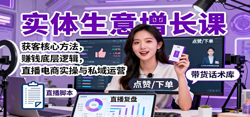 实体生意增长课:获客核心方法,赚钱底层逻辑,直播电商实操与私域运营-邪修侠 - 演示