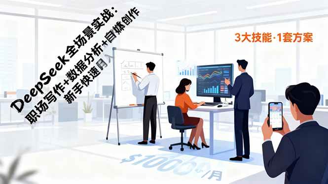 （16418期）DeepSeek全场景实战：职场写作+数据分析+自媒体创作，新手快速月入过万-网亿资源平台