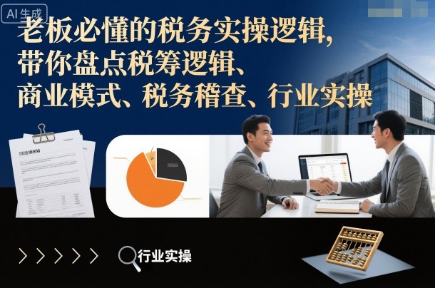 老板必懂的税务实操逻辑，带你盘点税筹逻辑、商业模式、税务稽查、行业实操-邪修侠 - 演示