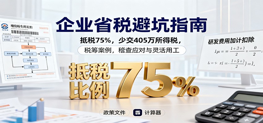 企业省税避坑指南：抵税75%，少交405万所得税，税筹案例，稽查应对与灵活用工-邪修侠