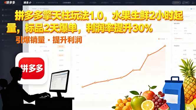 （16429期）拼多多 擎天柱玩法1.0，水果生鲜2小时起量，标品2天爆单，利润率提升30%-网亿资源平台