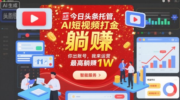 今日头条托管，AI短视频打金，你出账号，我来运营，最高躺賺1W【揭秘】-邪修侠 - 演示