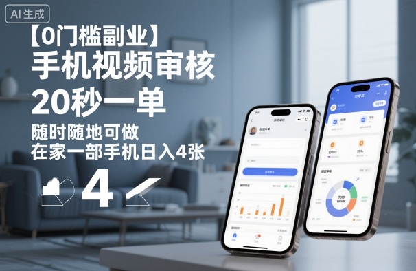 【0门槛副业】手机视频审核，20秒一单，随时随地可做，在家一部手机日入4张【揭秘】-网亿资源平台