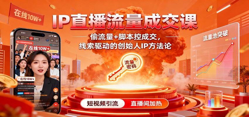 IP直播流量成交课:偷流量+脚本控成交,线索驱动的创始人IP方法论-邪修侠 - 演示