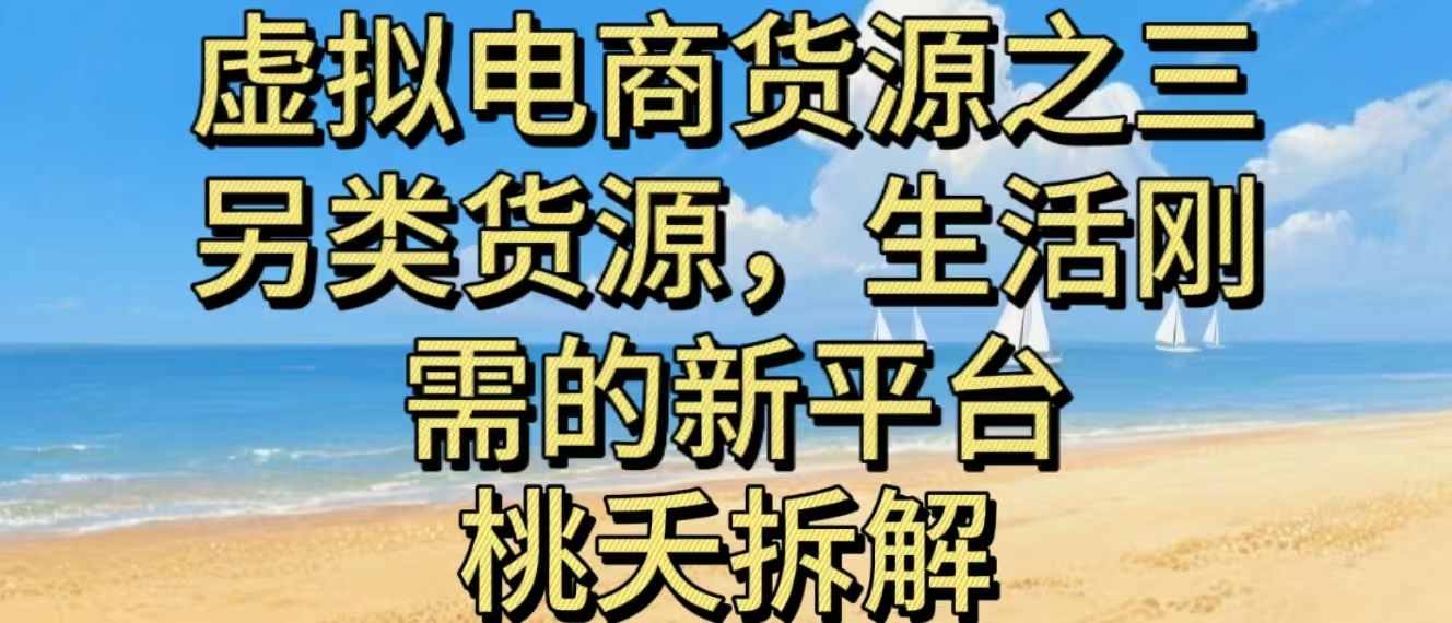 虚拟电商之三另类的货源，生活刚需的新平台-邪修侠
