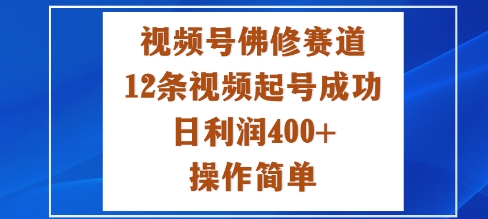 视频号佛修赛道新玩法，12条视频起号成功，日利润4张+，操作简单-网亿资源平台