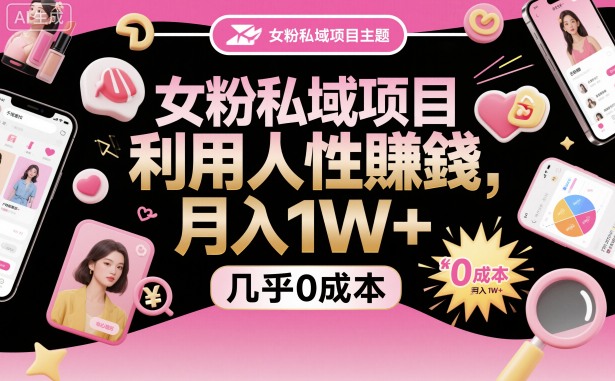 女粉私域项目，利用人性賺钱，月入1W＋，几乎0成本-网亿资源平台
