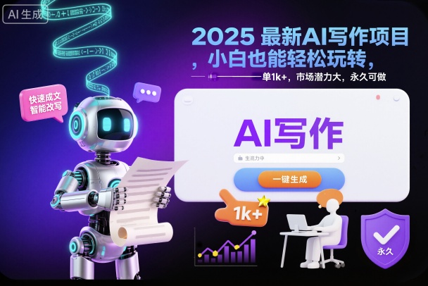 2025最新AI写作项目，小白也能轻松玩转，一单1k+，市场潜力大，永久可做-邪修侠