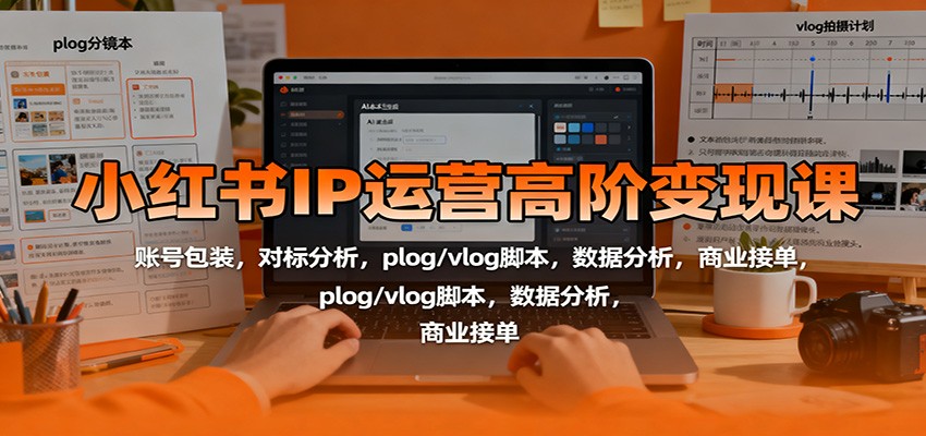 小红书IP运营高阶变现课：账号包装，对标分析，plog/vlog脚本，数据分析，商业接单-邪修侠