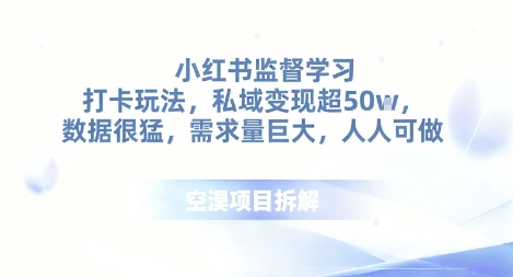 小红书监督学习打卡玩法，私域变现超50个，数据很猛，需求量巨大，人人可做-网亿资源平台