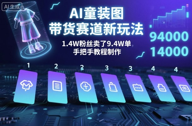 AI童装图文带货赛道新玩法，1.4W粉丝卖了9.4W单，手把手教程制作-网亿资源平台