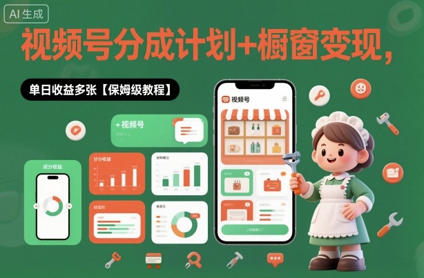 外面收费1980视频号分成计划+橱窗变现，单日收益多张【保姆级教程】-网亿资源平台