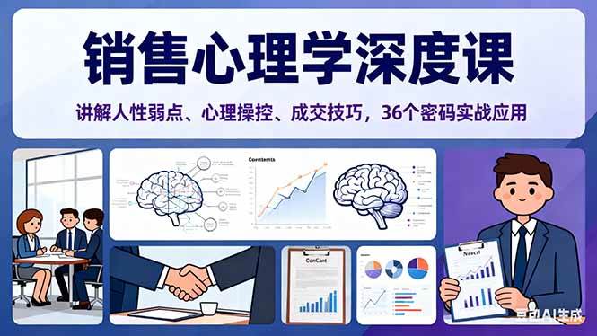 （16456期）销售心理学深度课，讲解人性弱点、心理操控、成交技巧，36个密码实战应用-网亿资源平台