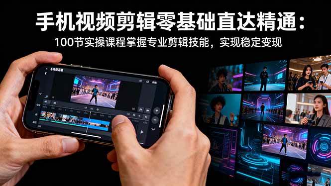 （16466期）手机视频剪辑零基础直达精通：100节实操课程掌握专业剪辑技能，实现稳…-网亿资源平台