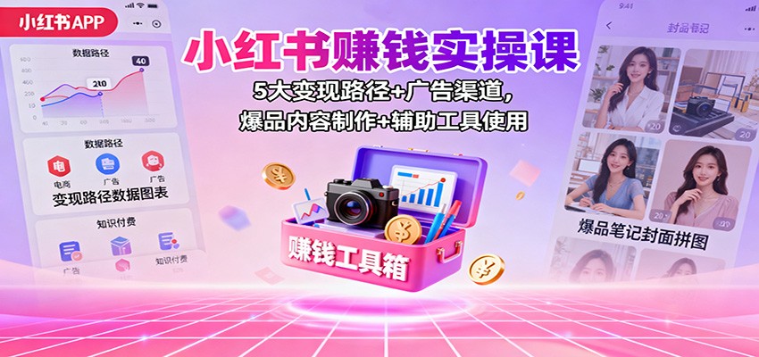 小红书赚钱实操课:5大变现路径+广告渠道,爆品内容制作+辅助工具使用-邪修侠 - 演示