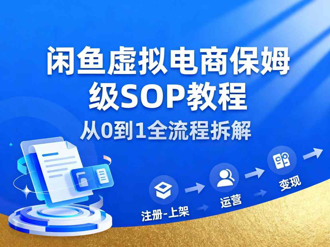 闲鱼虚拟电商,月入轻松过1W,保姆级SOP教程 闲鱼虚拟电商,月入轻松过1W,保姆级SOP教程