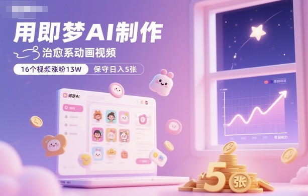 用即梦AI制作治愈系动画视频,16个视频涨粉13W,保守日入5张 用即梦AI制作治愈系动画视频,16个视频涨粉13W,保守日入5张