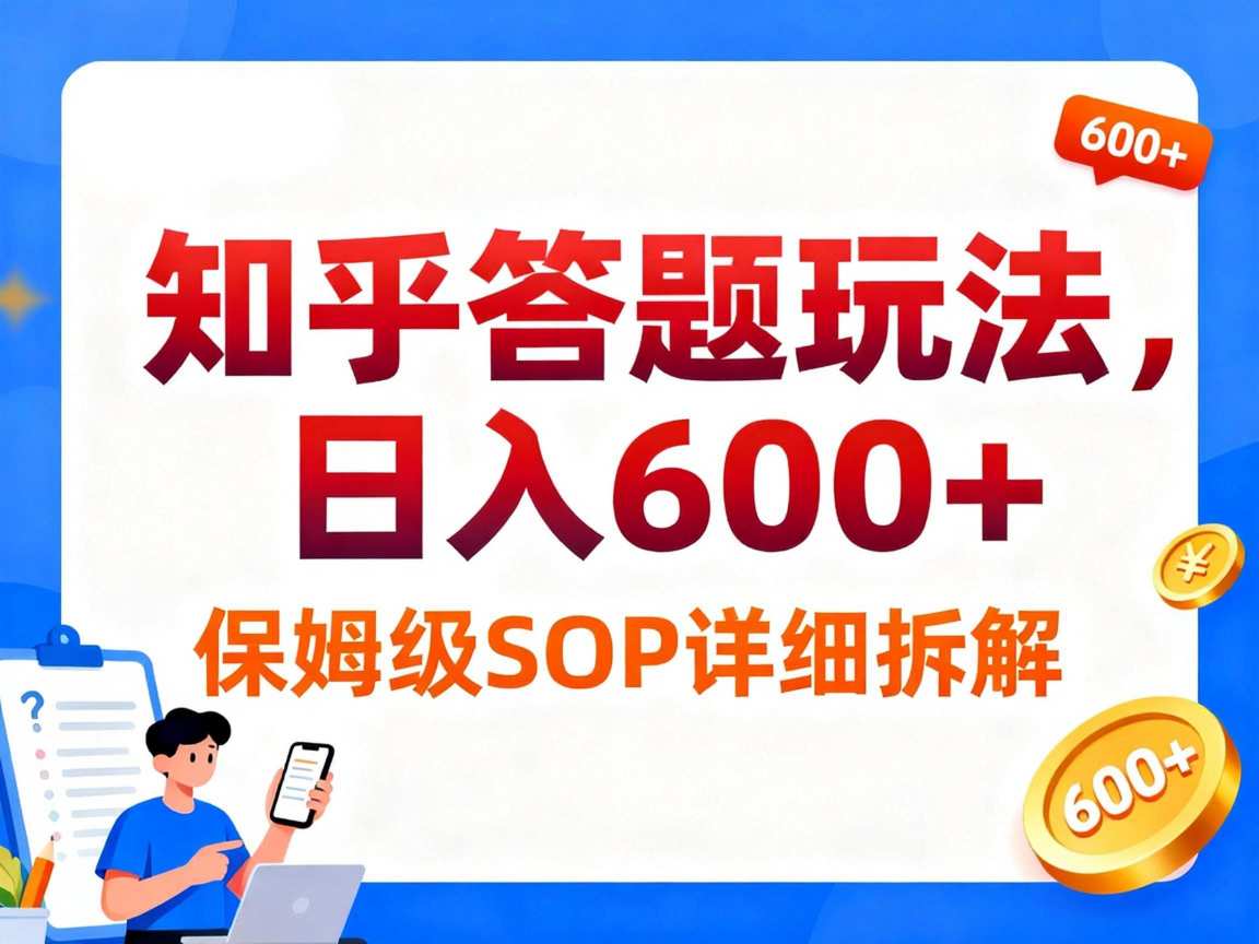 知乎答题玩法，日入6张，保姆级SOP详细拆解-网亿资源平台