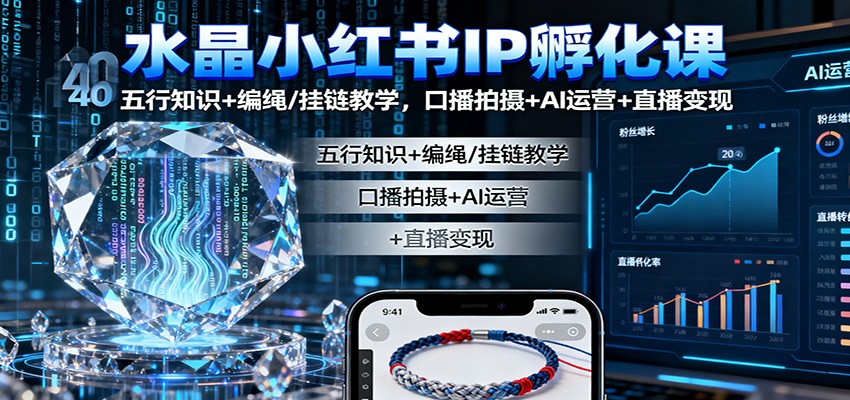 水晶小红书IP孵化课：五行知识+编绳/挂链教学，口播拍摄+AI运营+直播变现-邪修侠 - 演示