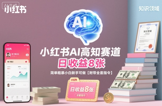 小红书AI高知赛道，日收益8张，简单粗暴小白新手可做【附带全套指令】-邪修侠 - 演示