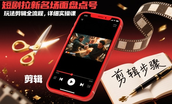 短剧拉新名场面盘点号玩法剪辑全流程，详细实操课-网亿资源平台
