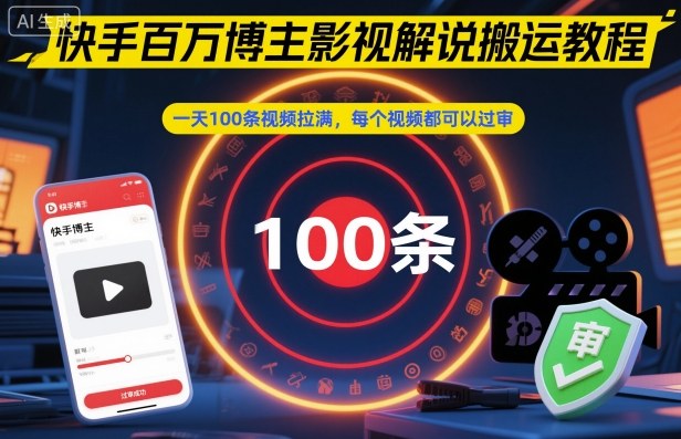 快手百万博主影视解说搬运教程,一天100条视频拉满,每个视频都可以过审 快手百万博主影视解说搬运教程,一天100条视频拉满,每个视频都可以过审