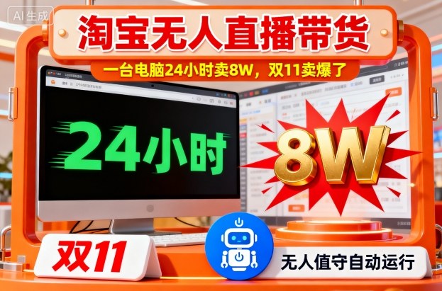 淘宝无人直播带货，一台电脑214小时卖8W，双11卖爆了【揭秘】-邪修侠