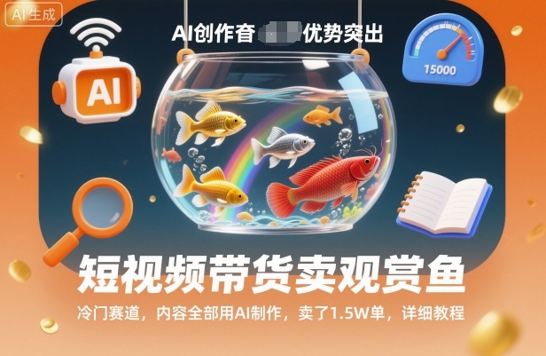 短视频带货卖观赏鱼，冷门赛道，内容全部用AI制作，卖了1.5W单，详细教程-邪修侠 - 演示