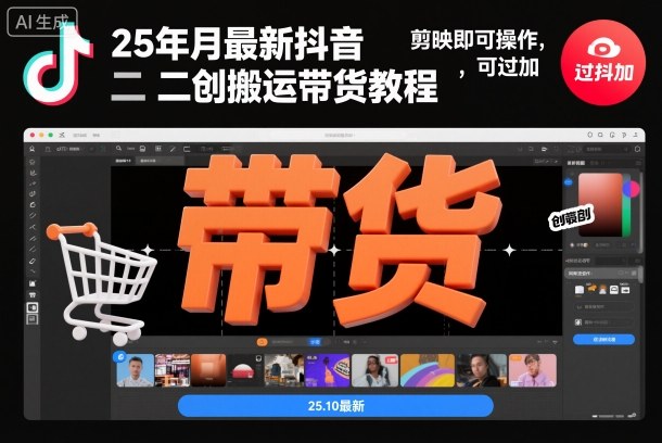 25年10月最新抖音二创搬运带货教程，剪映即可操作，可过抖加-邪修侠 - 演示