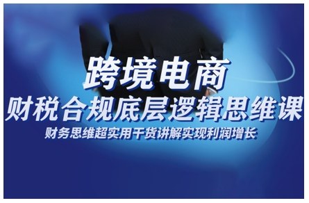 跨境电商财稅合规底层逻辑思维课,财务思维超实用于货讲解实现利润增长 跨境电商财稅合规底层逻辑思维课,财务思维超实用于货讲解实现利润增长