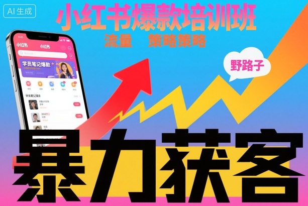 小红书爆款培训班，小红书获客野路子流量打法，暴力持续获客-邪修侠 - 演示